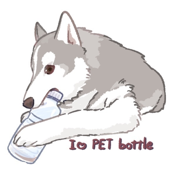 ハスキー缶バッジ 銀×白