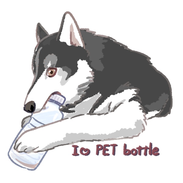 ハスキー缶バッジ 黒×白