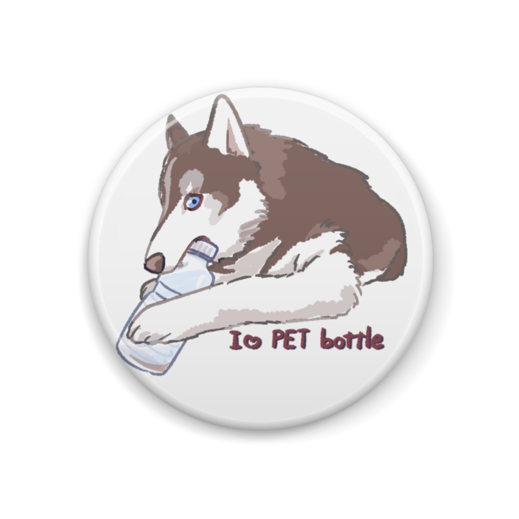 ハスキー缶バッジ　赤×白