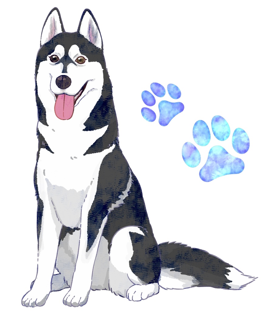 ハスキーTシャツ 黒×銀×赤