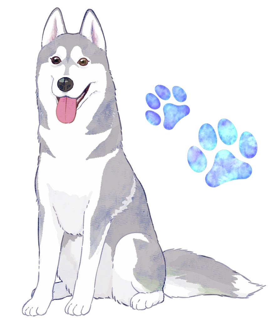 ハスキーTシャツ 黒×銀×赤