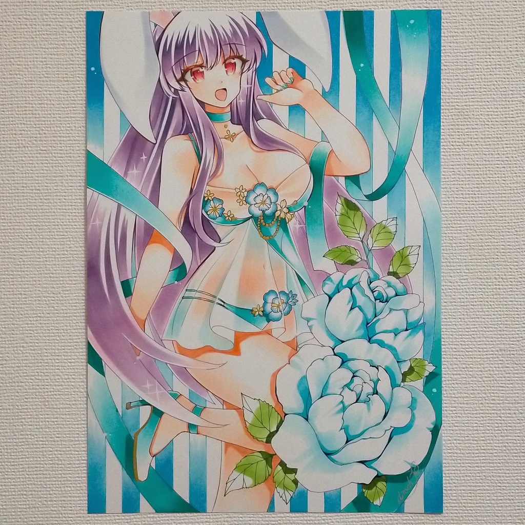 A4 手描きイラスト 東方Project 同人 直筆 原画 鈴仙・優曇華院・イナバ 上質紙31