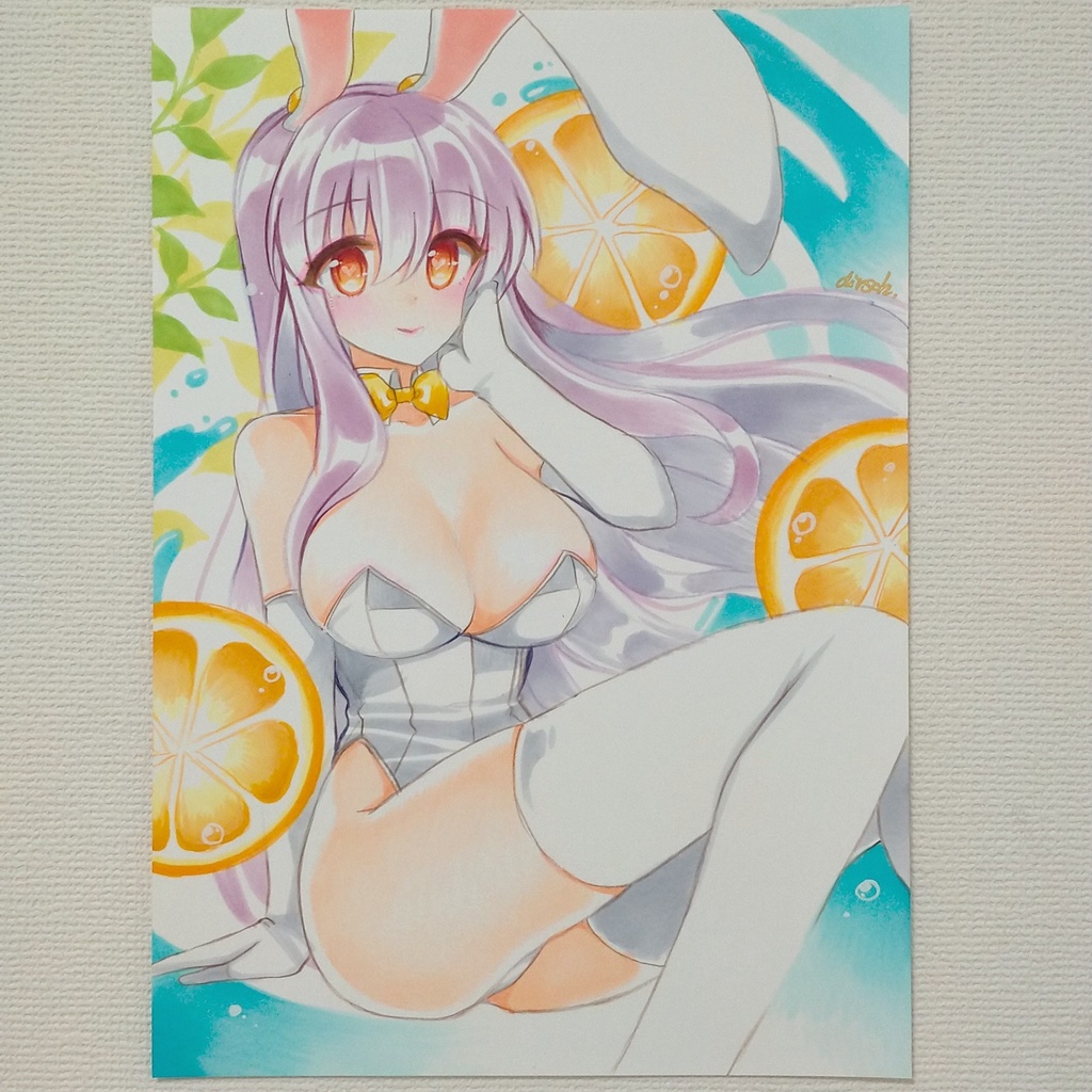 B5 手描きイラスト 東方Project 同人 直筆 原画 鈴仙・優曇華院・イナバ バニーガール 上質紙212