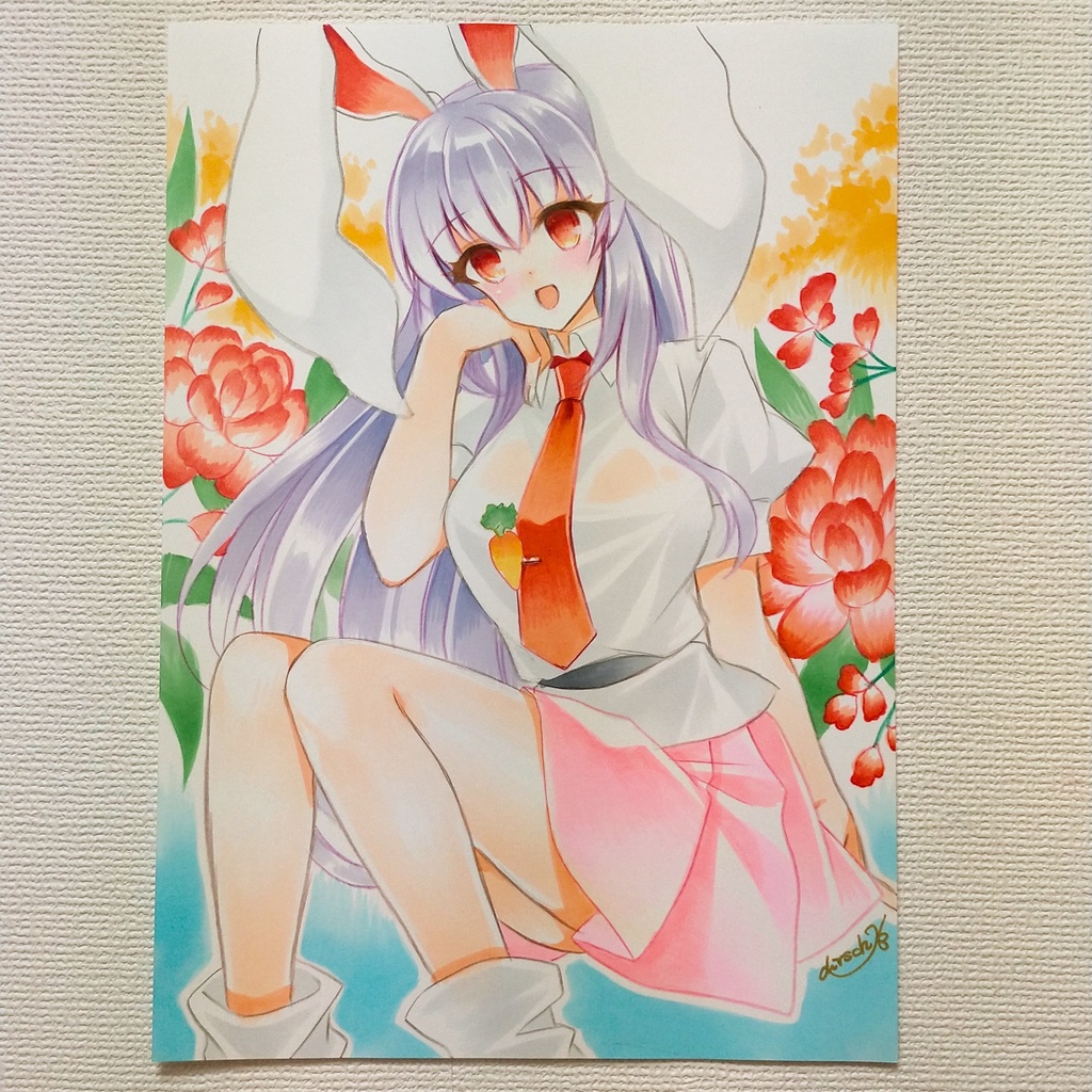 B5 手描きイラスト 東方Project 同人 直筆 原画 ■ 上質紙175