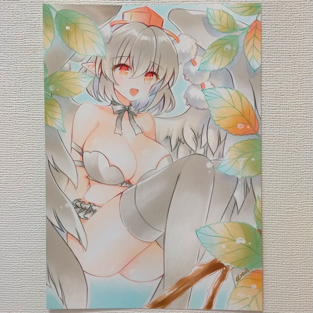 B5 手描きイラスト 東方Project 同人 直筆 原画 射命丸文 上質紙2