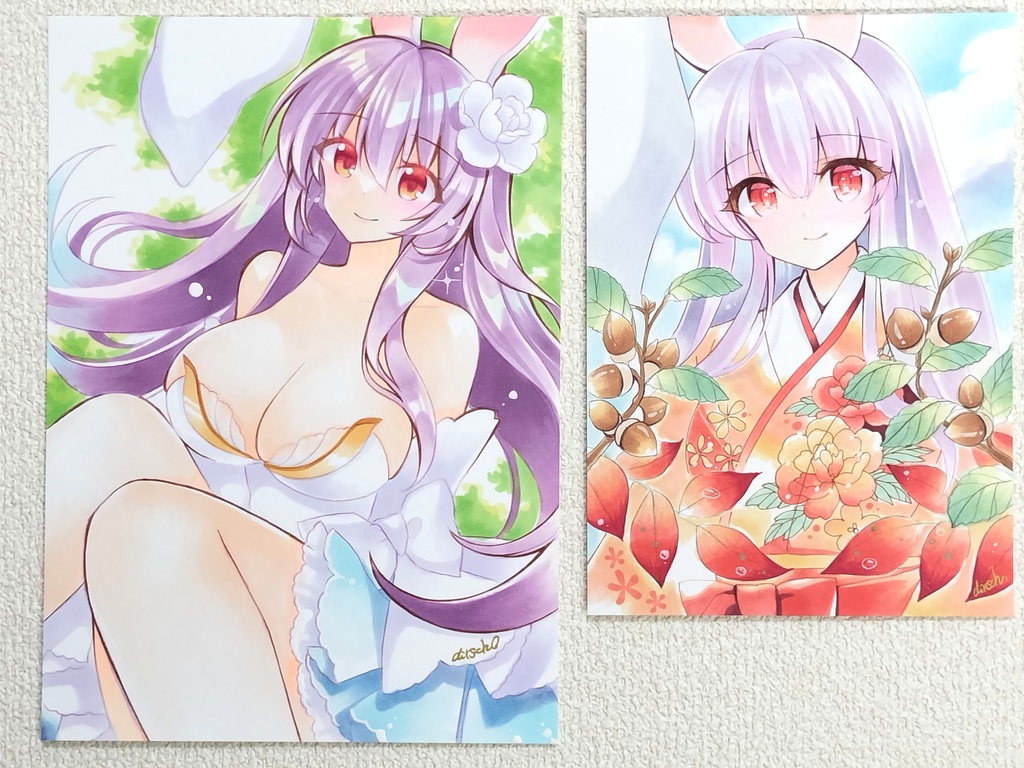 B5+A5サイズ2枚セット 手描きイラスト 同人 直筆 原画 上質紙1