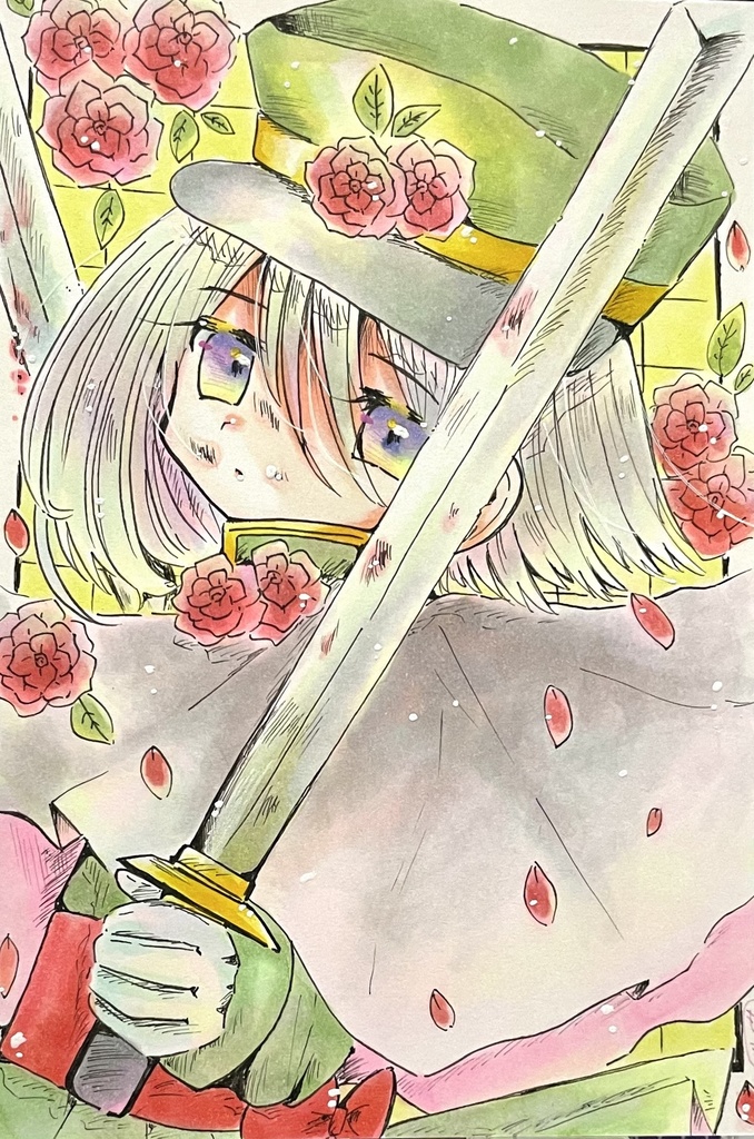 【過去作、ハガキサイズ】外套もはためく