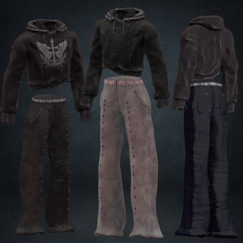 Damage Hoodie JEANS SET