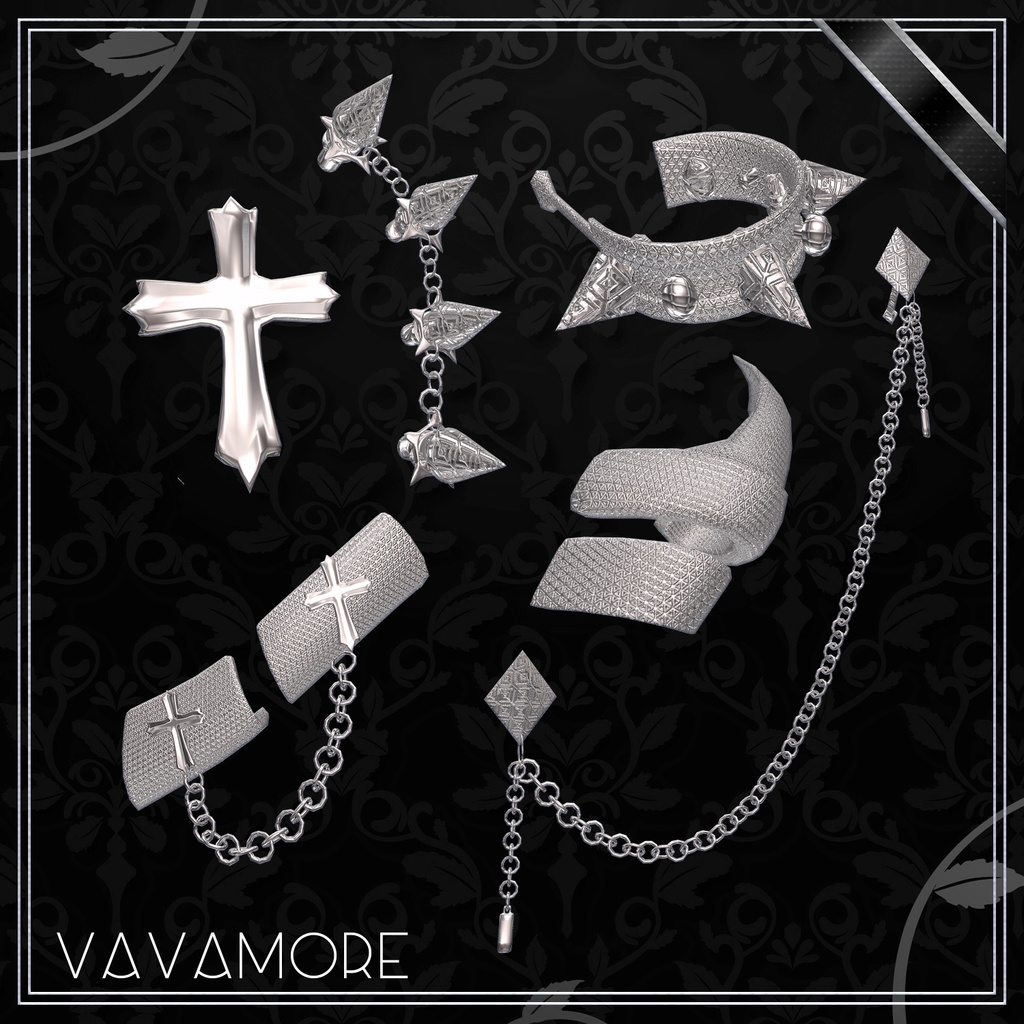 ゴシックゴシックチェーンピアス 7アバター対応