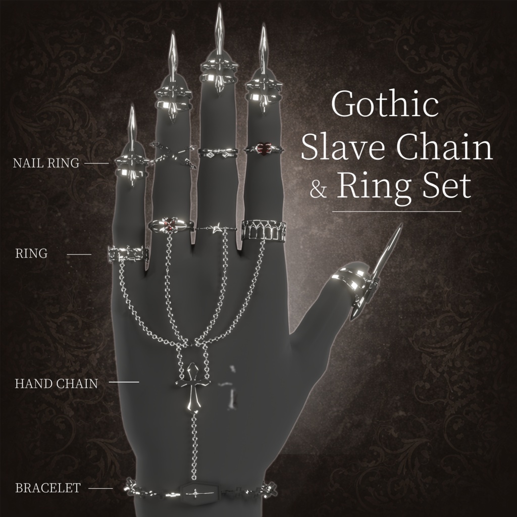 【新作】Gothic Slave Chain & Ring Set
