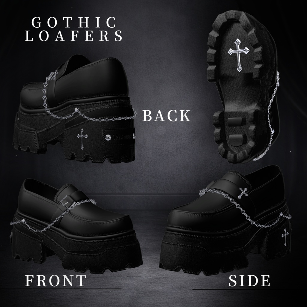 【発売SALE500円→フルパック一律300円】Gothic Chain Loafers