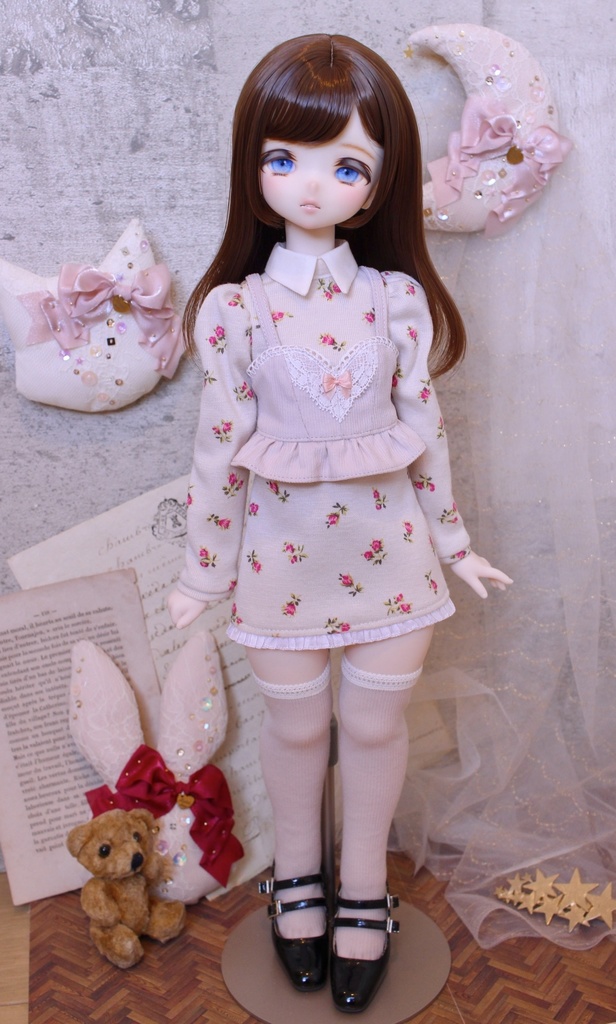 40cmサイズ　花柄ワンピ、ビスチェset