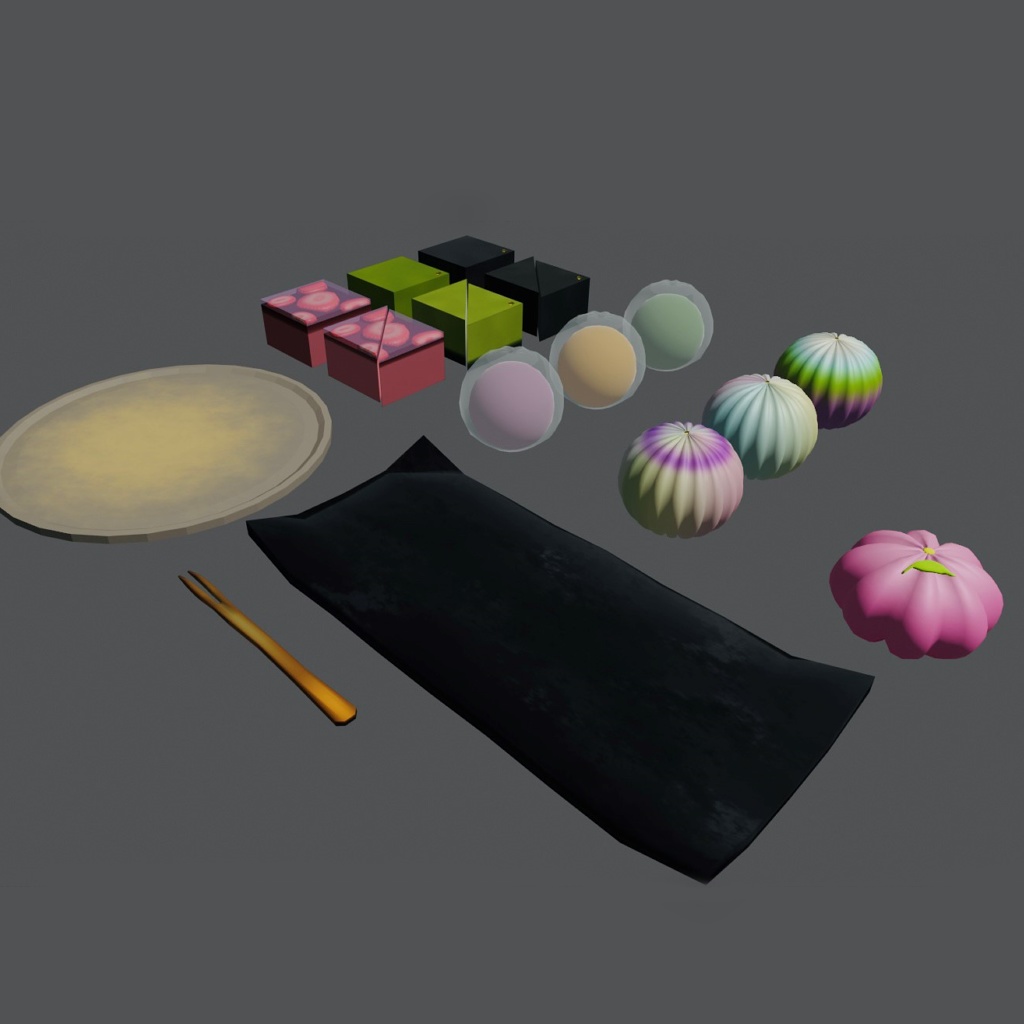 【3Dモデル/無料サンプル版有】和菓子セット(カスタム可能です☆)