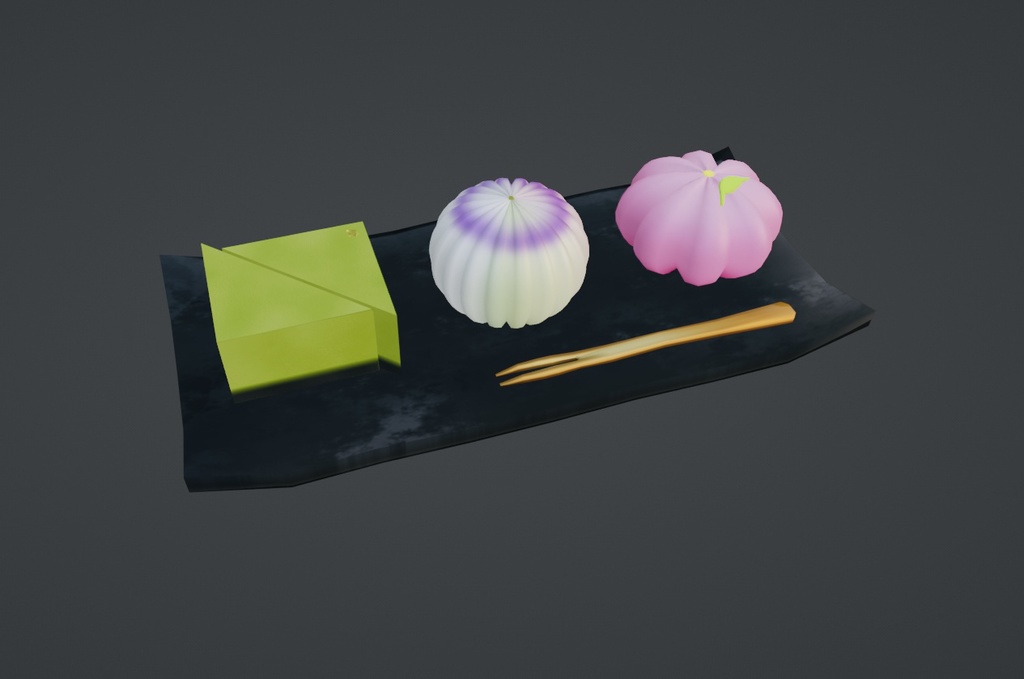 【3Dモデル/無料サンプル版有】和菓子セット(カスタム可能です☆)