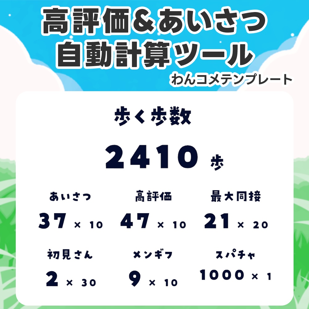 【公開記念セール中】高評価&あいさつ自動計算ツール「Totelo(トテロ)」|わんコメテンプレート