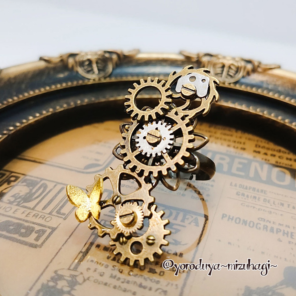 スチームパンク_歯車×蝶リング