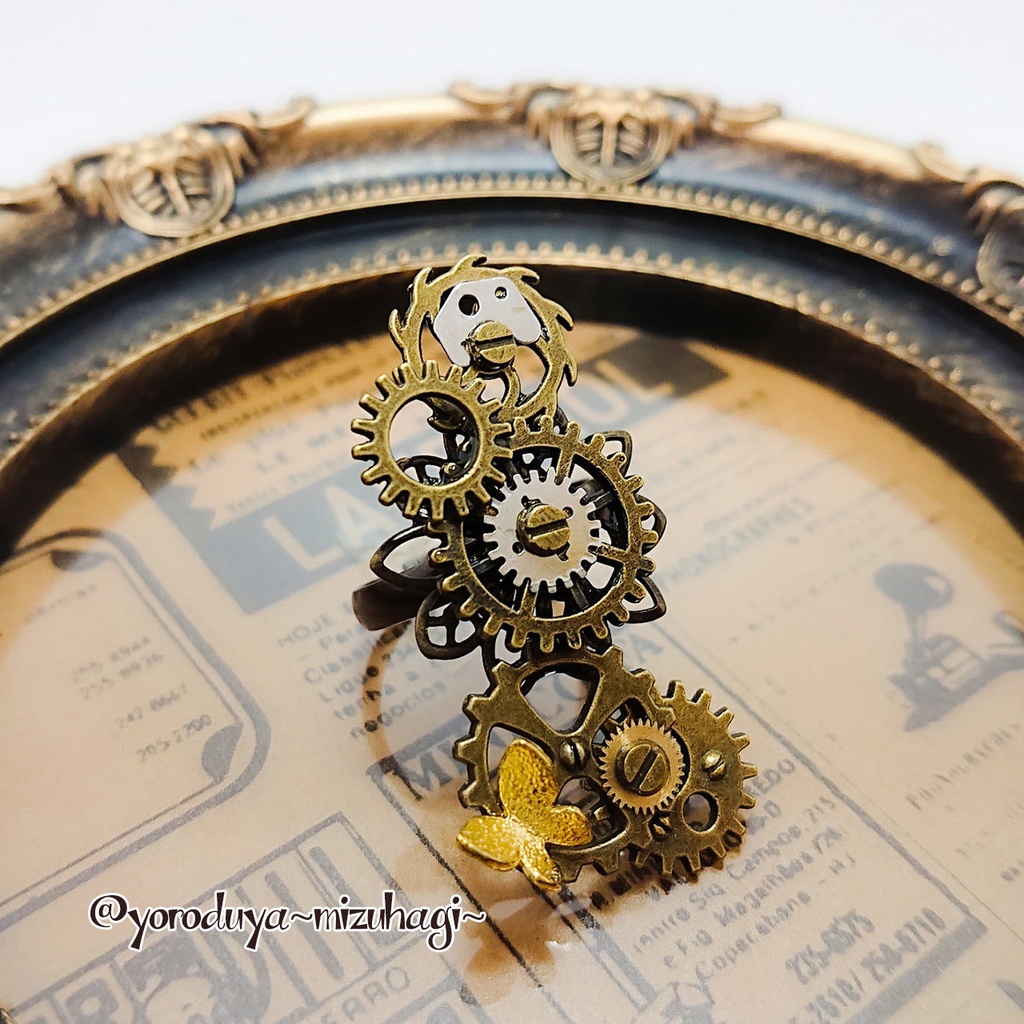 スチームパンク_歯車×蝶リング