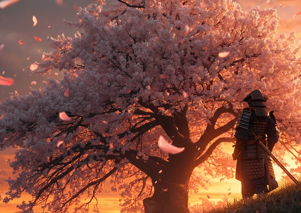【高画質】桜と侍の幻想的な和風ジグソーパズル|日本の風景・インテリア
