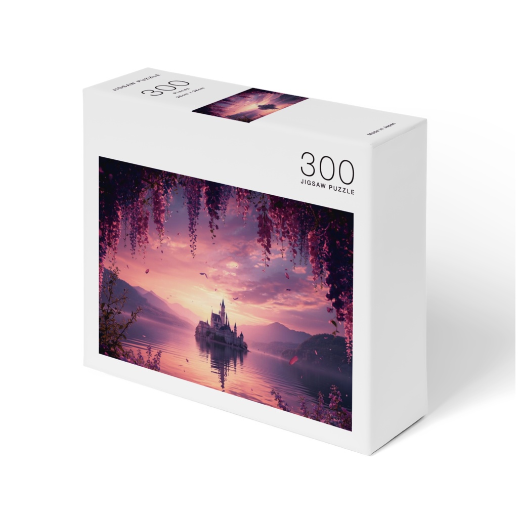 黄昏に揺れる藤と湖上の城