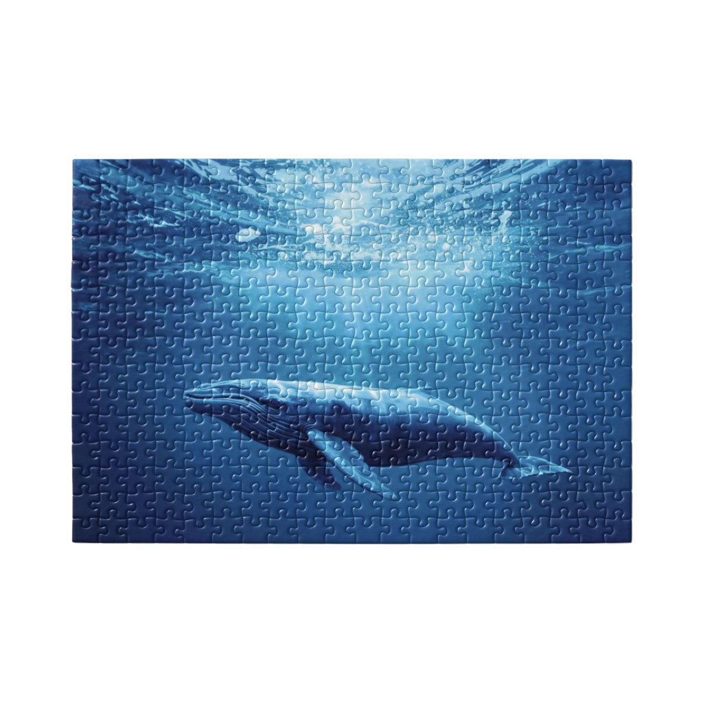 光射す海とクジラ