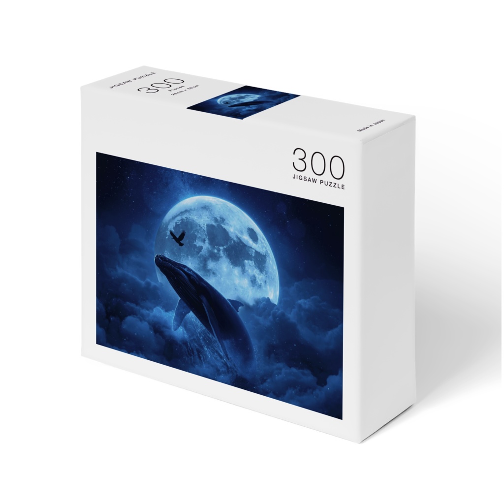 満月とクジラの幻想的な夜空のアートパネル