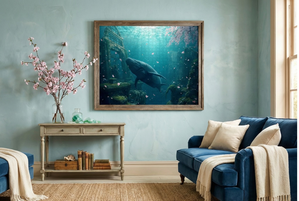 深海に舞う桜と遺跡のクジラ