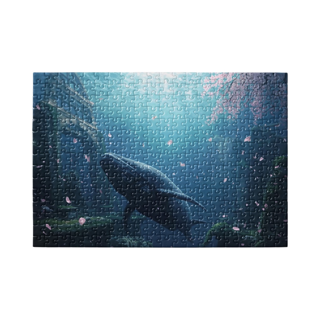 深海に舞う桜と遺跡のクジラ