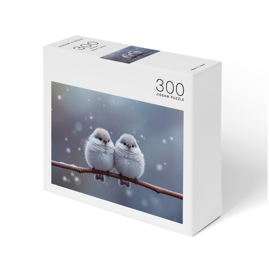 雪空の寄り添いシマエナガ