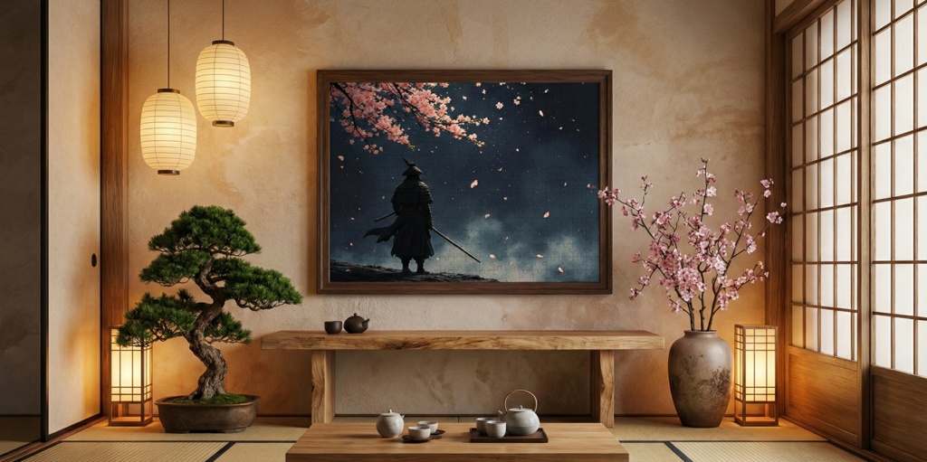 桜吹雪と月夜の剣士