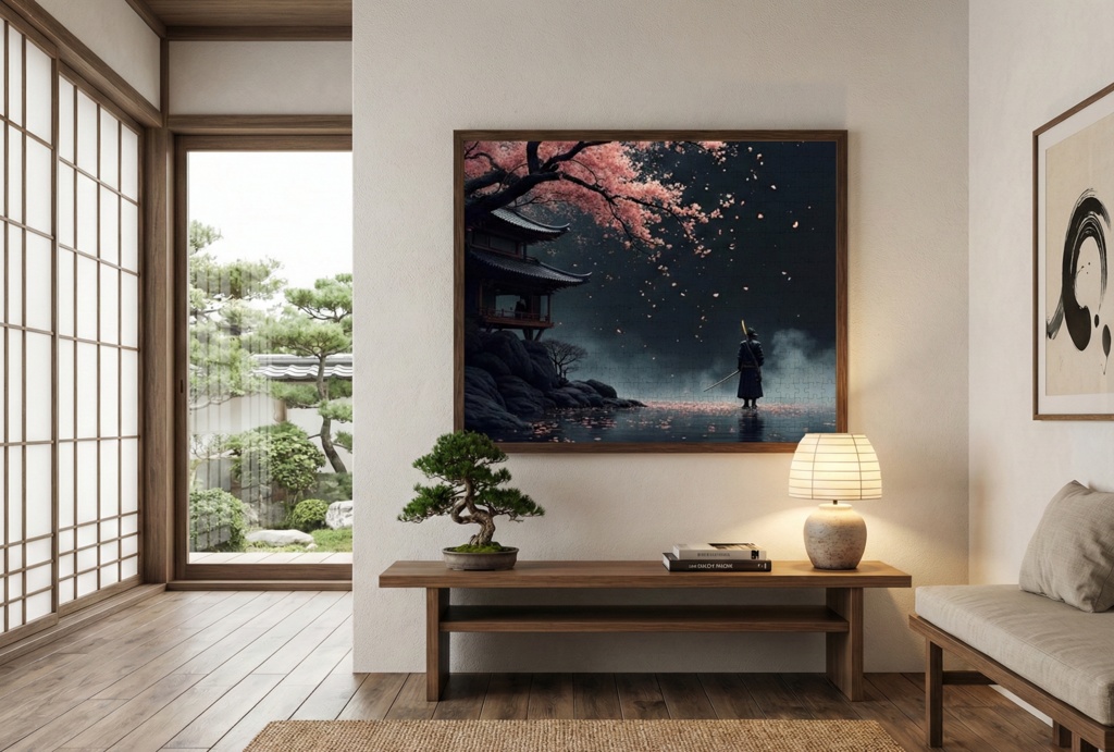 夜桜と水面の静寂