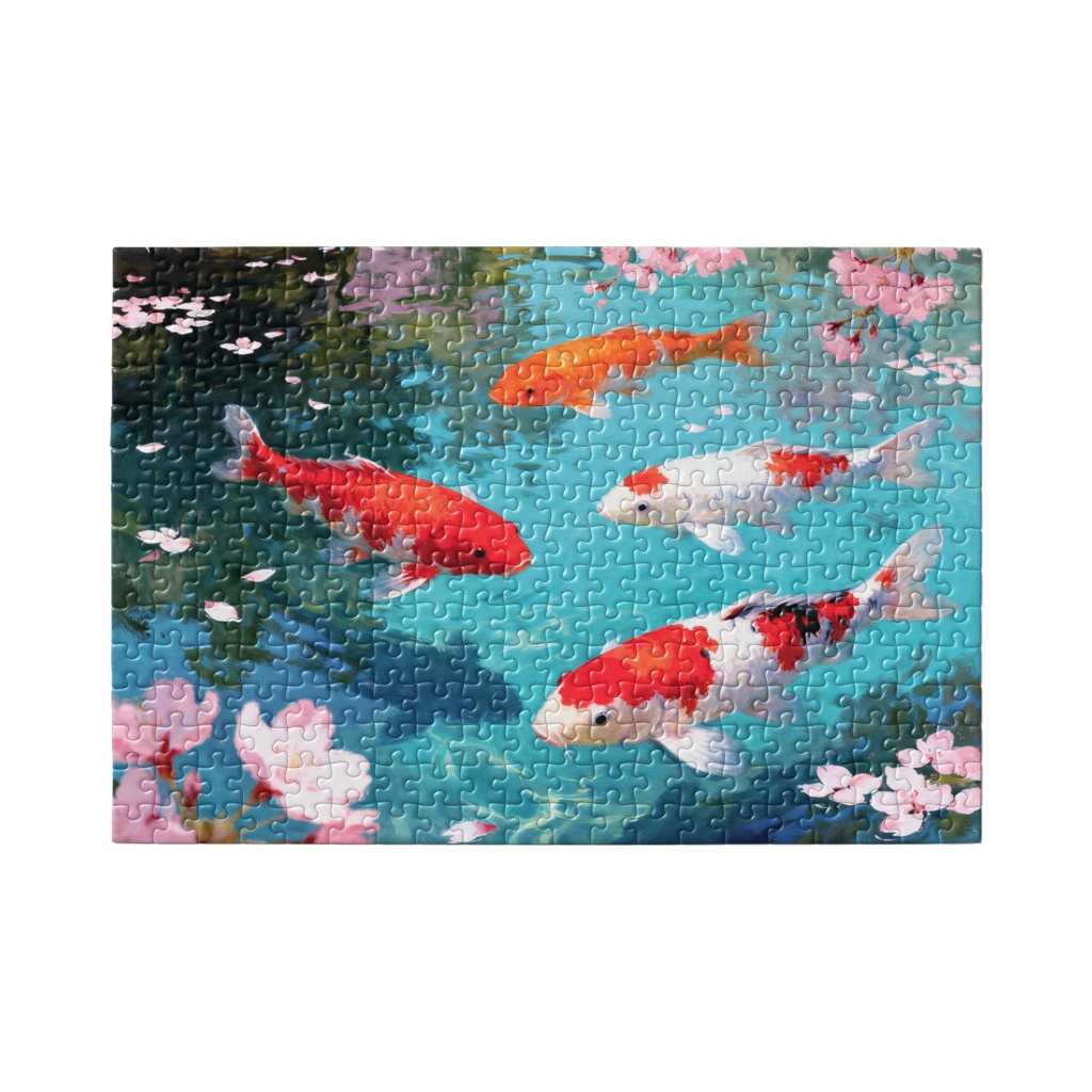 水面に揺れる春の息吹と錦鯉