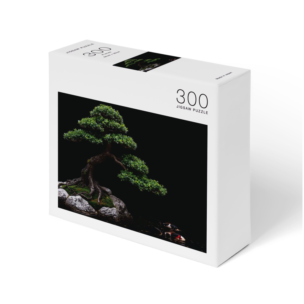 静寂の庭園 水鏡に浮かぶ盆栽と錦鯉