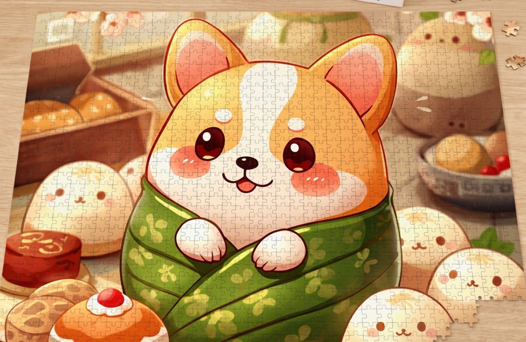 桜香る春の甘味処とふんわり子犬