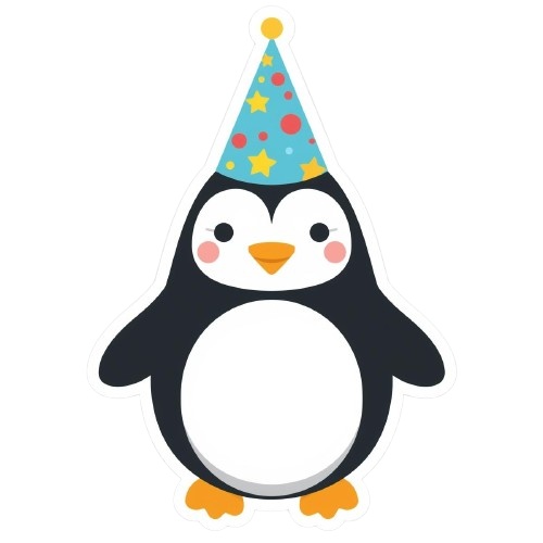 ペンギンのパーティークリップアート PNG セット