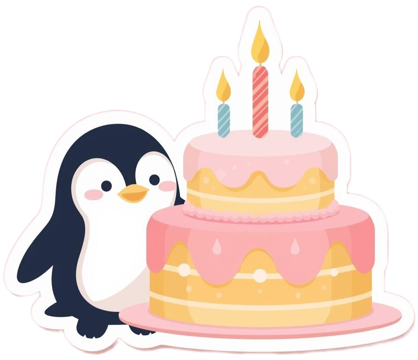 ペンギンのパーティークリップアート PNG セット