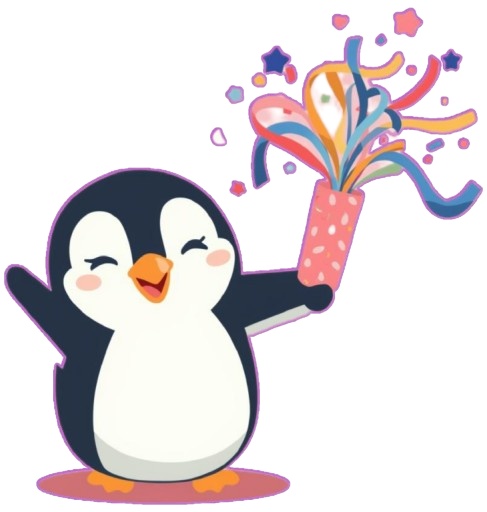 ペンギンのパーティークリップアート PNG セット