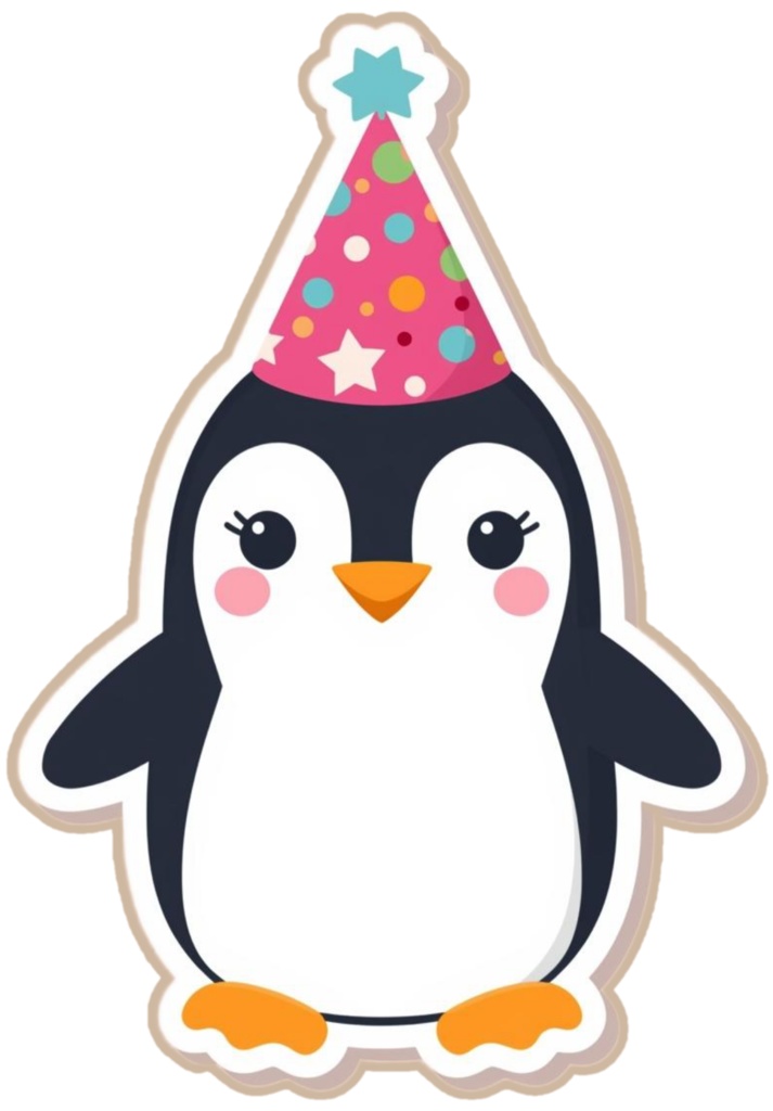 ペンギンのパーティークリップアート PNG セット