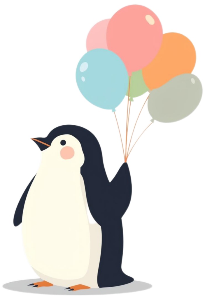 ペンギンのパーティークリップアート PNG セット