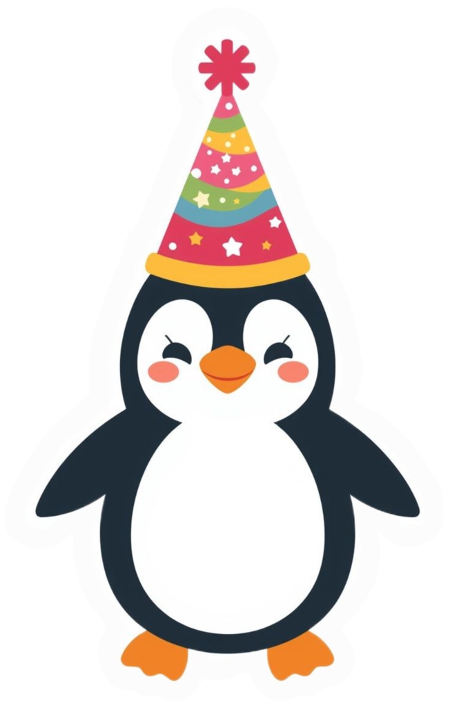 ペンギンのパーティークリップアート PNG セット