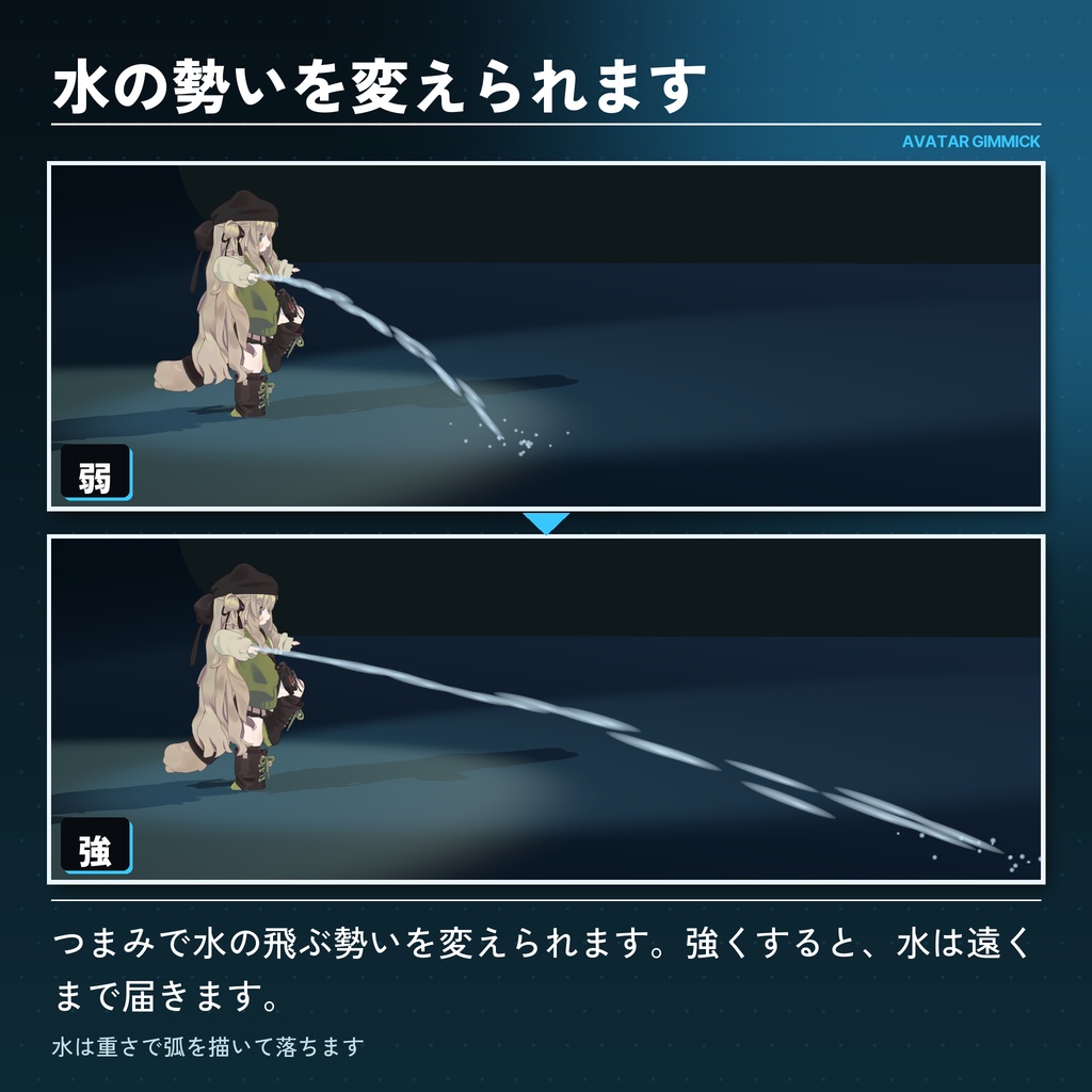【VRChat対応】指から水鉄砲が撃てるアバターギミック(8色・Quest対応)【発売セール中】