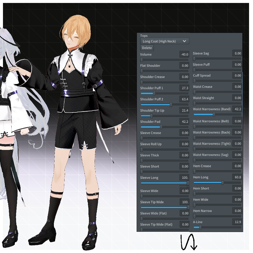 【VRoid用】中華風メイド服 / Qi style maid outfit