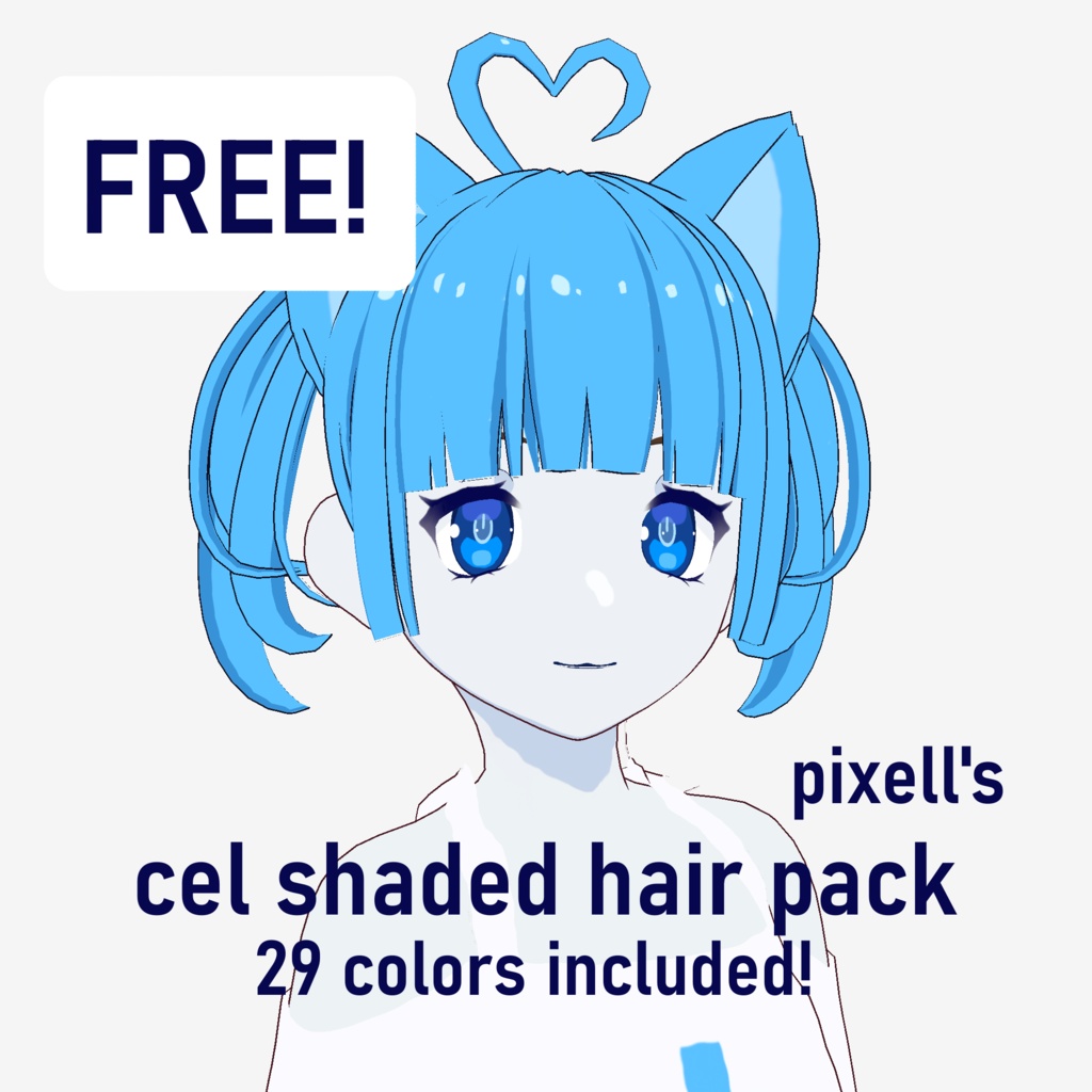 FREE Cel Shaded Hair Texture Pack (29 Colors) [VRoid Stable Version]