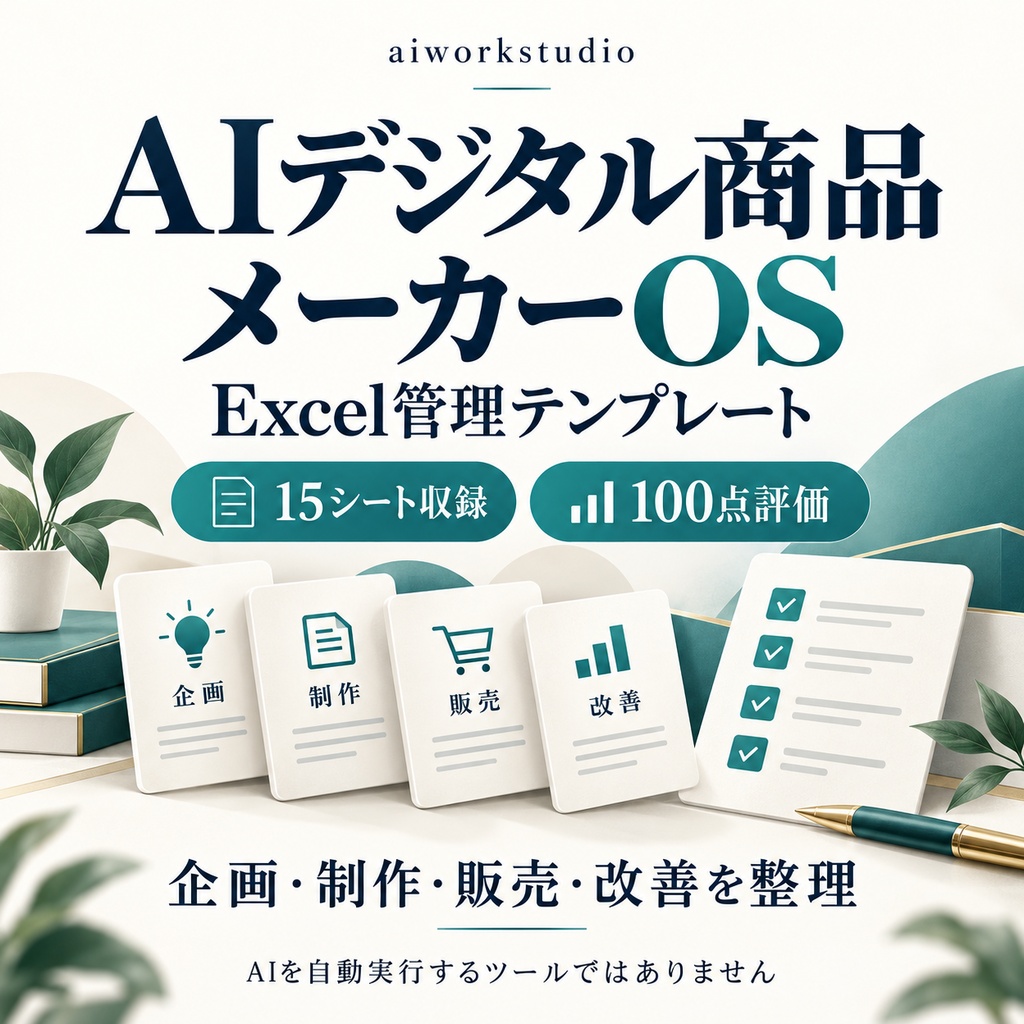 AIデジタル商品メーカーOS|企画・制作・販売・改善のExcel管理テンプレート
