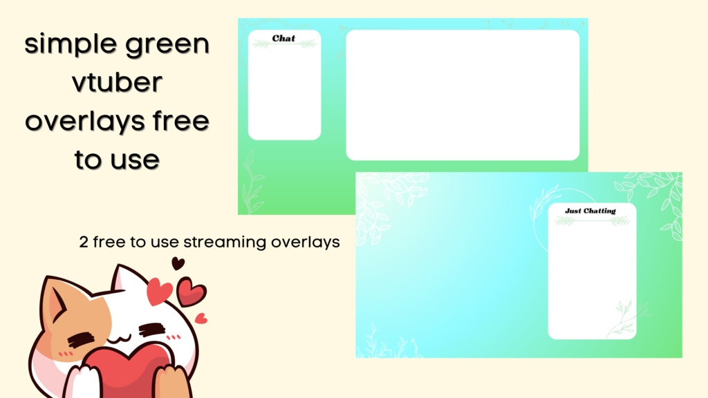 Free to use Vtuber Overlay, Simple Green Bundle