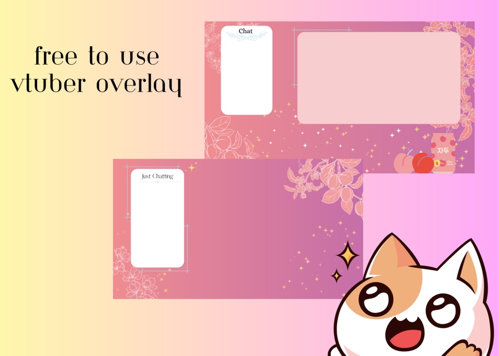 Free to use Vtuber overlay/Plum Soda simple overlay bundle with preset design 