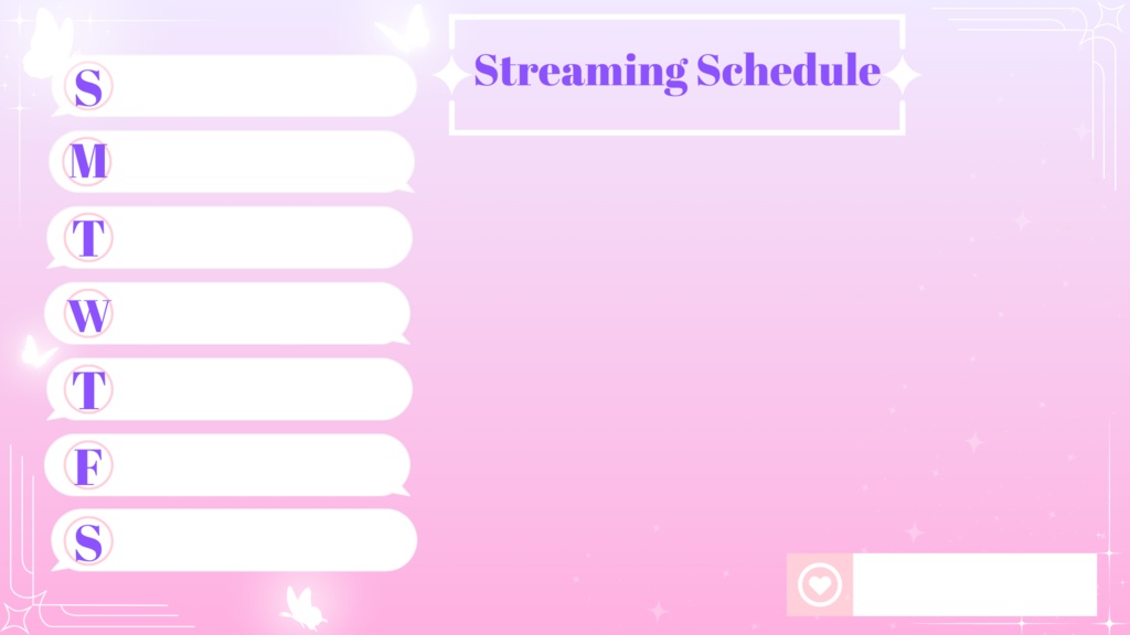 Free to Use streaming assets//Stream Schedule//Customizable Assets// Gen1 Schedule Assets