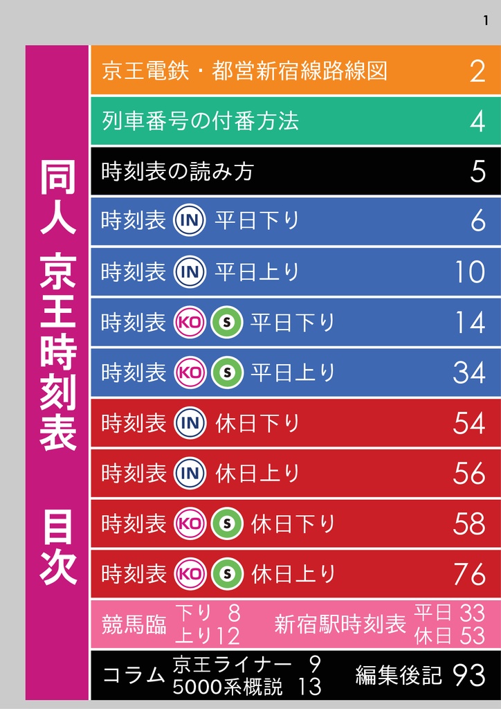 【過去ダイヤ】同人京王時刻表 2019年2月22日改正号 ダウンロード版