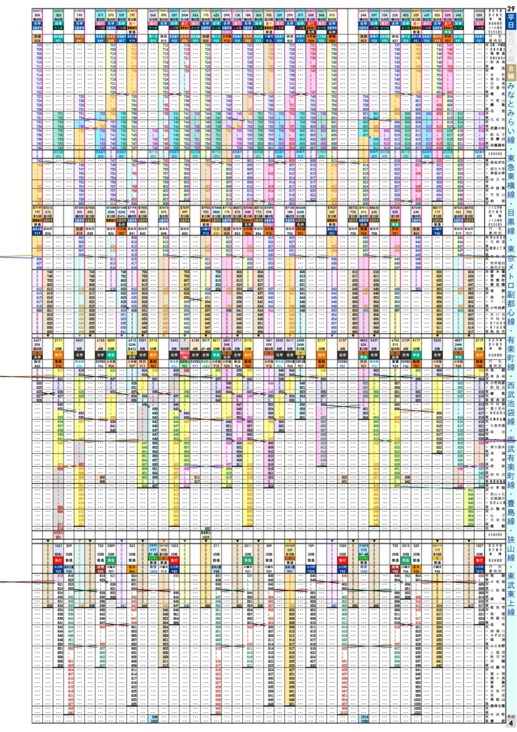 【過去ダイヤ】同人副都心線直通区間全域時刻表 2022年3月12日改正号