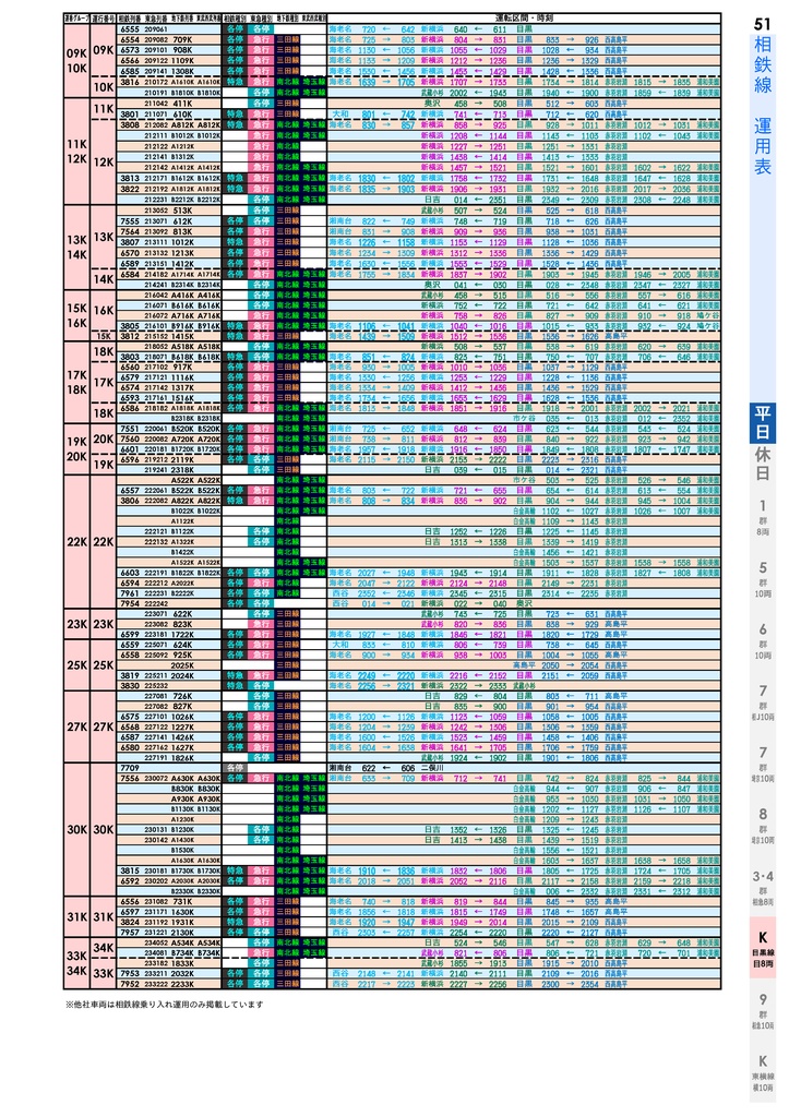 同人相鉄時刻表 2023年3月18日改正号 - ピロリ倶楽部 - BOOTH