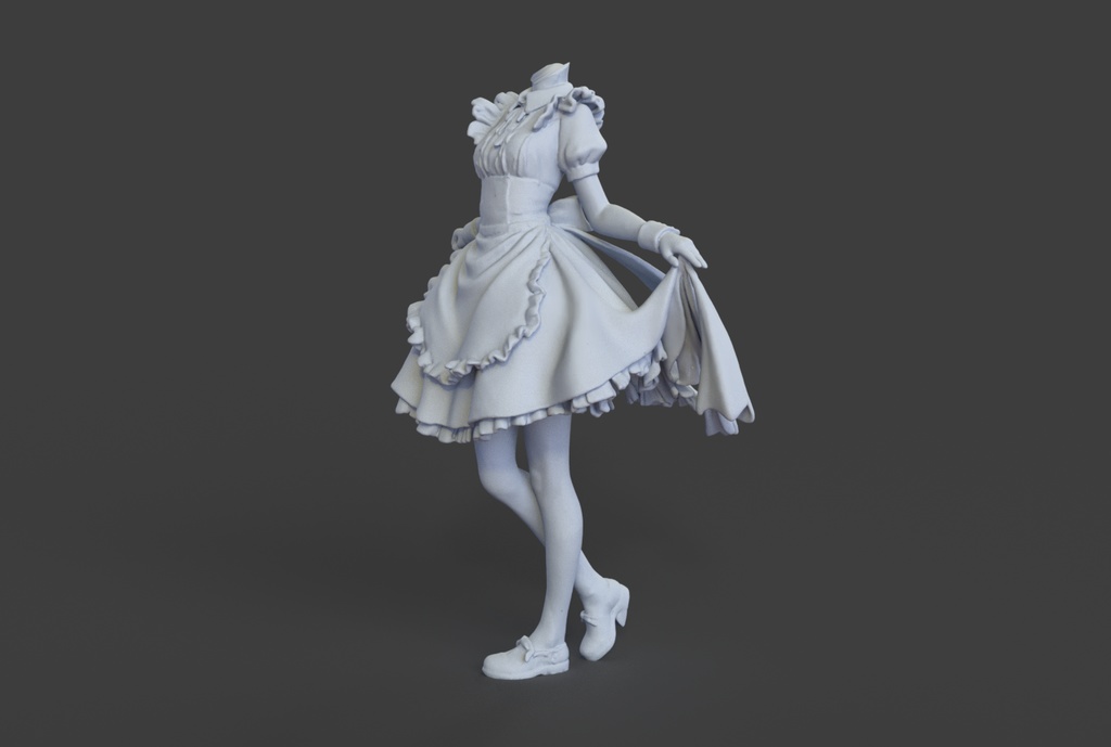 【3Dモデル素体】クラシックメイド服 - 衣装改変・テクスチャ練習用